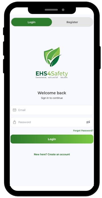 EHS Software Mobile App on a smartphone