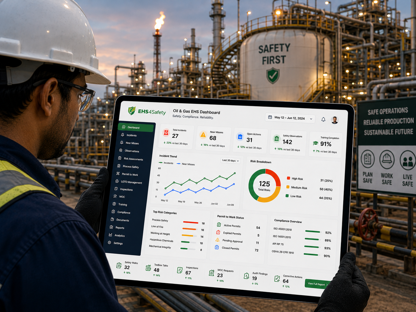 EHS software for oil and gas industry Dashboard Preview